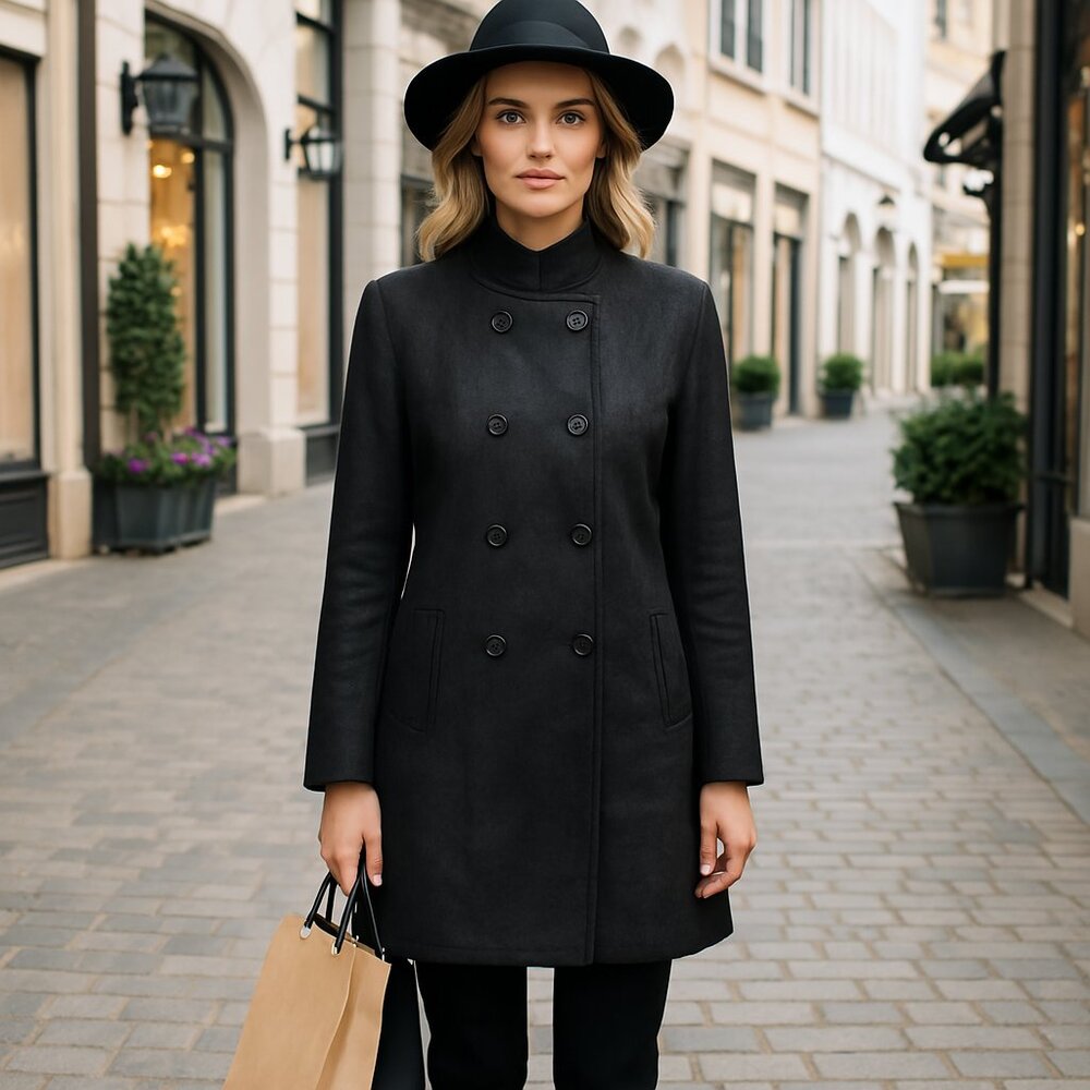 Current double breasted pea coat  Charcoal Gray Size 12